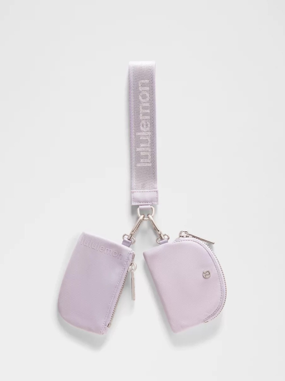 Lululemon Lavender Dual Pouch Wristlet Metallic Wordmark